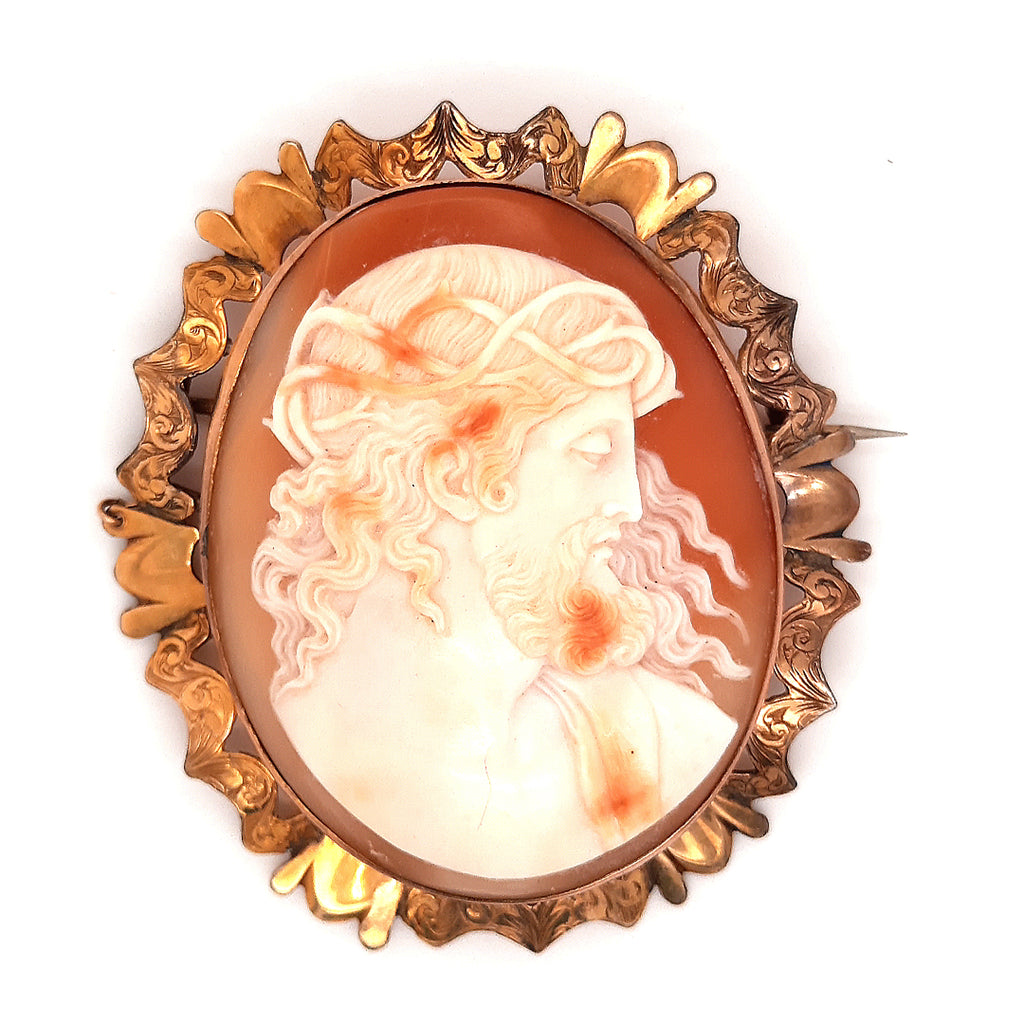 Vintage 9ct Yellow Gold Shell Cameo Brooch