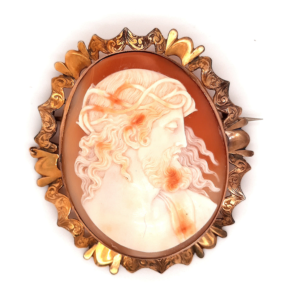 Vintage 9ct Yellow Gold Shell Cameo Brooch