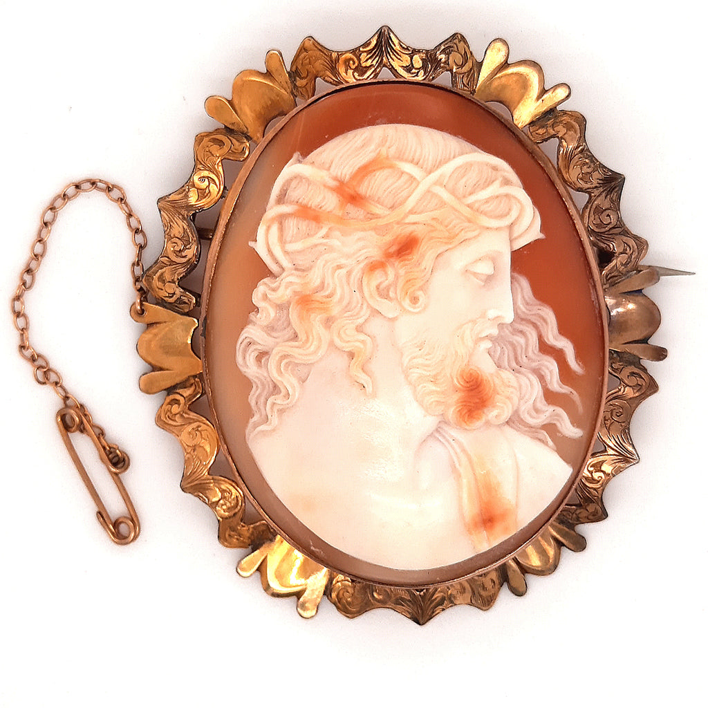 Vintage 9ct Yellow Gold Shell Cameo Brooch