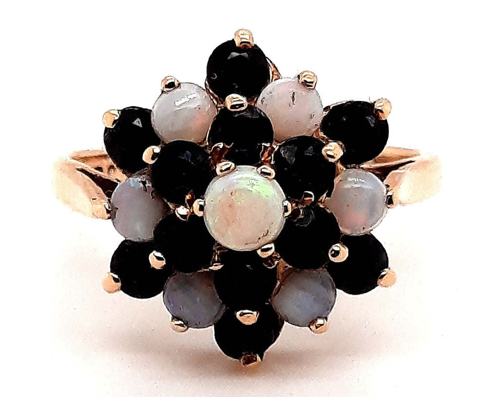 9ct Yellow Gold Opal & Sapphire Cluster Ring