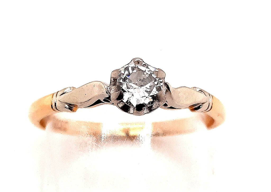 18ct Yellow Gold Platinum Diamond Ring