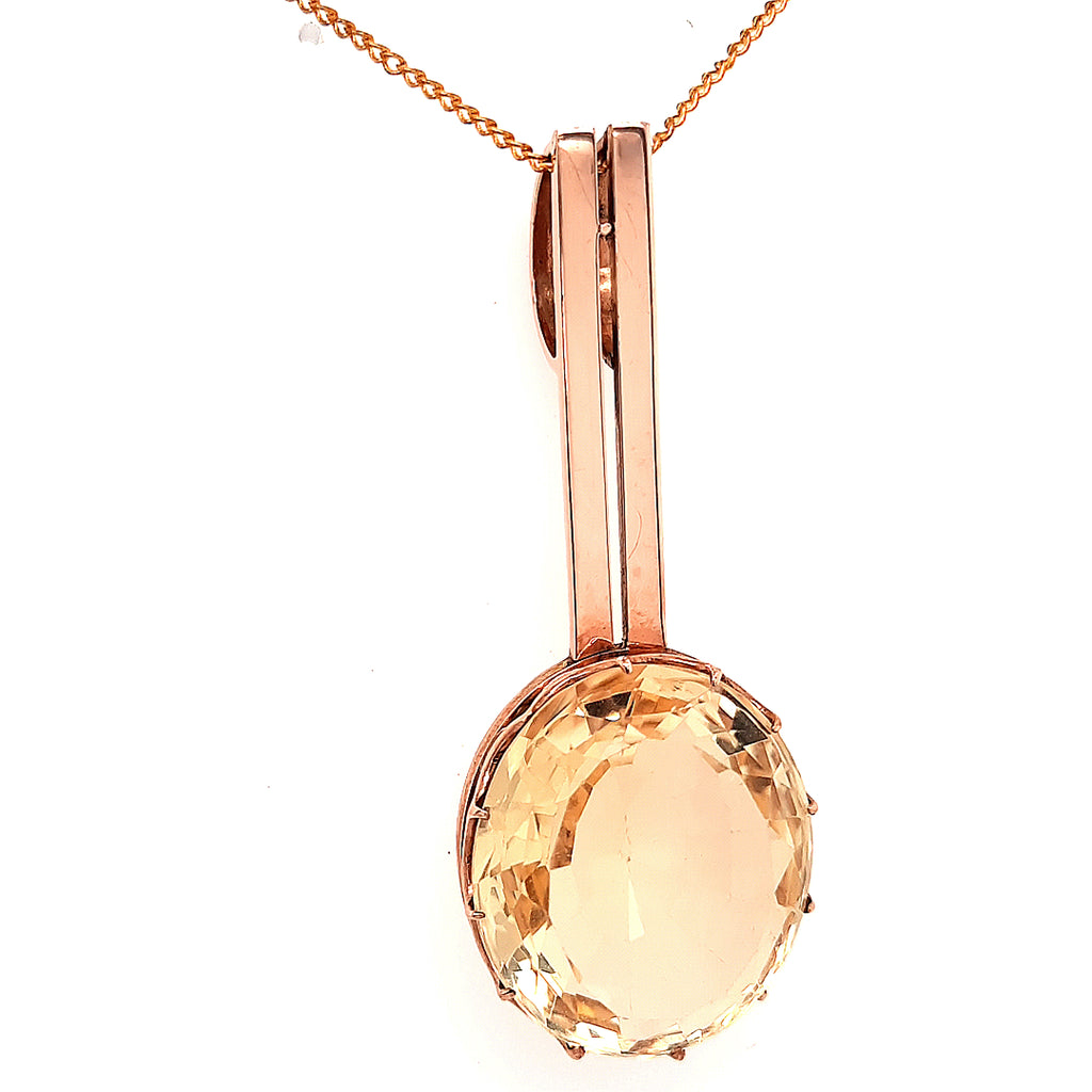 9ct Rose Gold Lemon Quartz Pendant