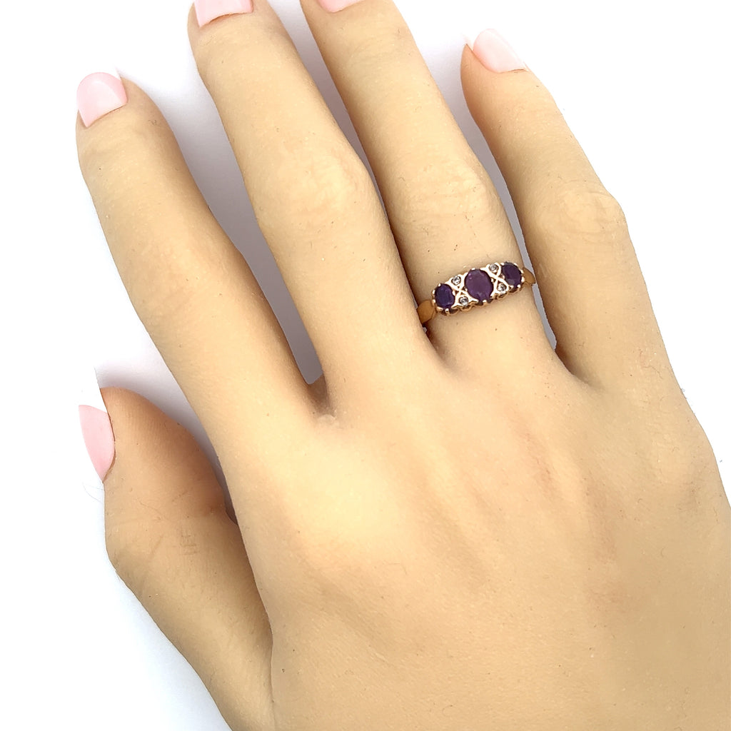 Amethyst & Diamond 9ct Yellow Gold Ring