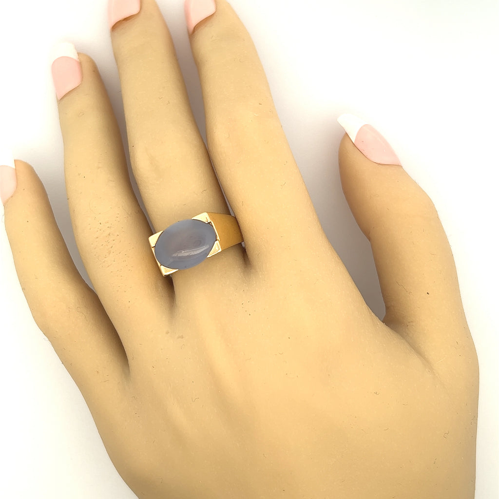 Purple Jade 18ct Yellow Gold Ring