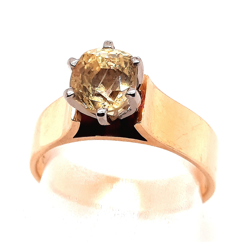 Yellow Sapphire 18ct Yellow & White Gold Solitaire Ring