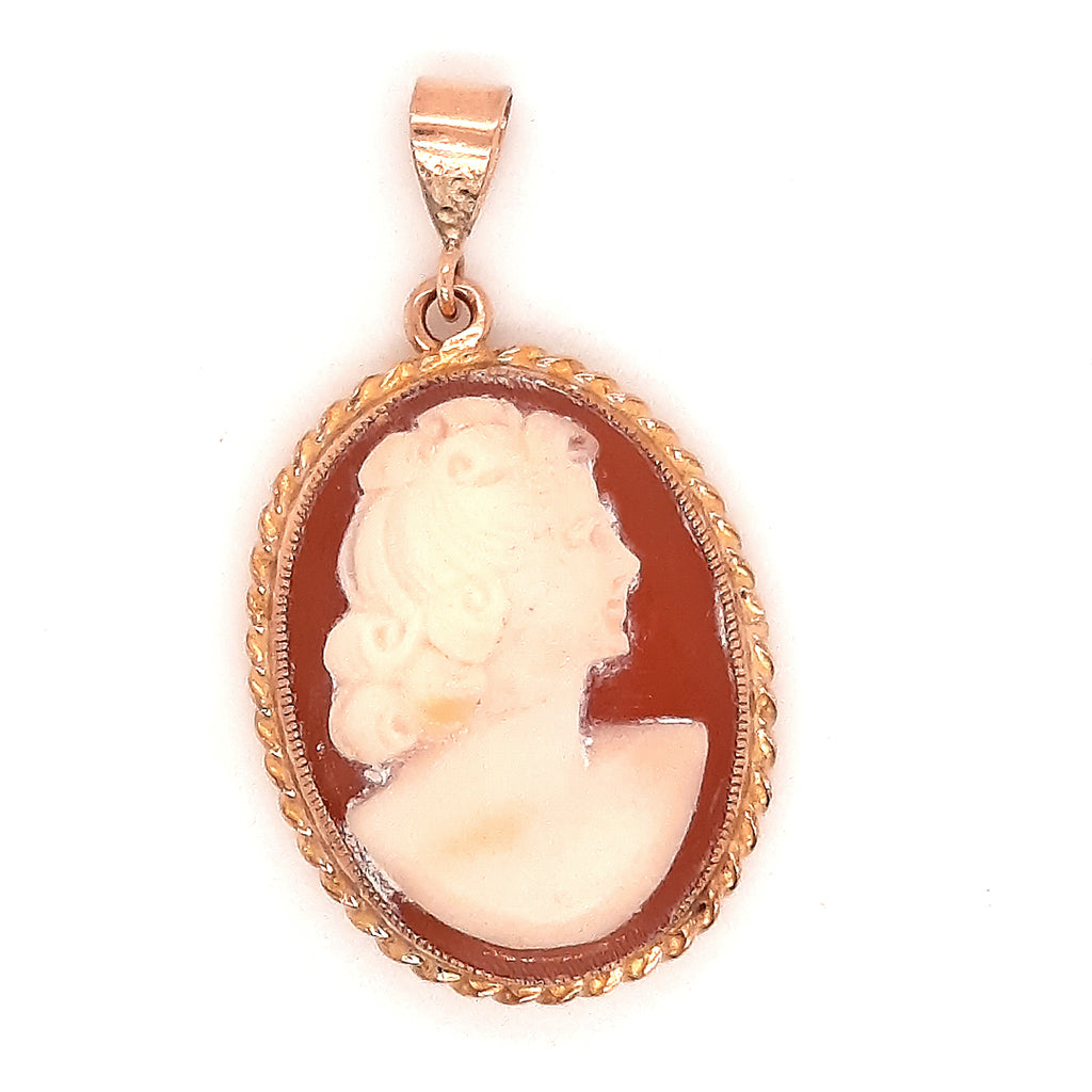 9ct Yellow Gold Cameo Portrait Pendant