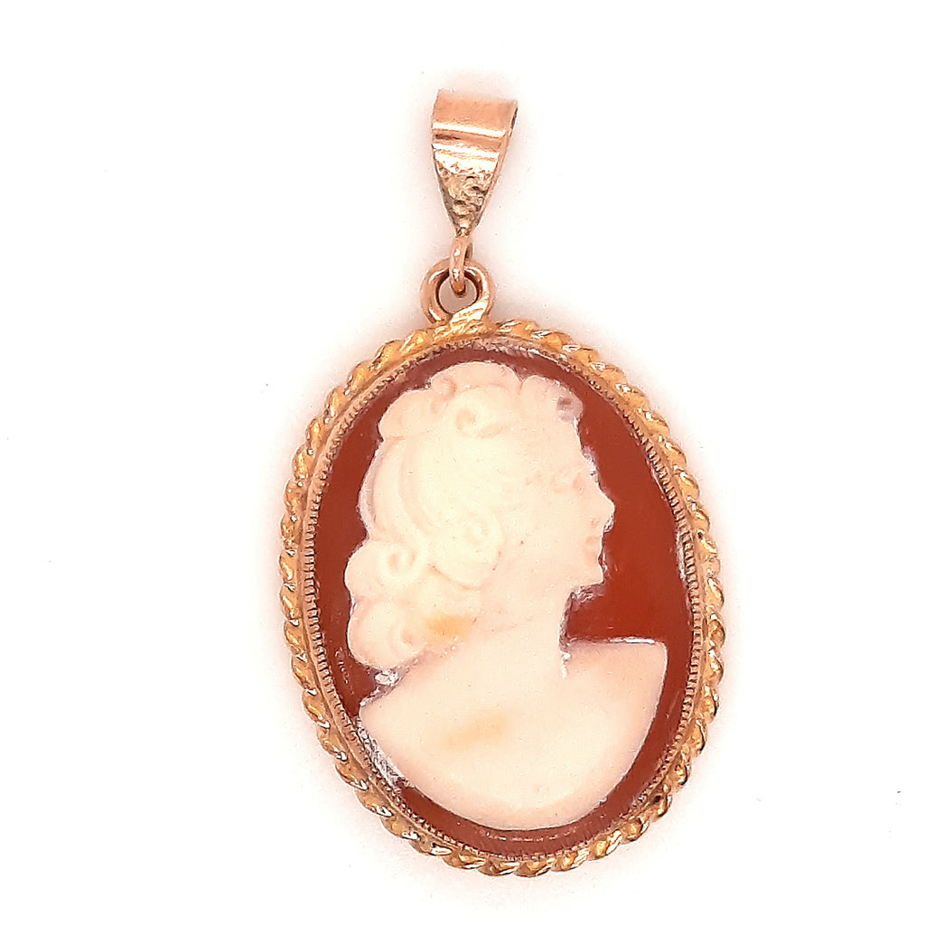 9ct Yellow Gold Cameo Portrait Pendant