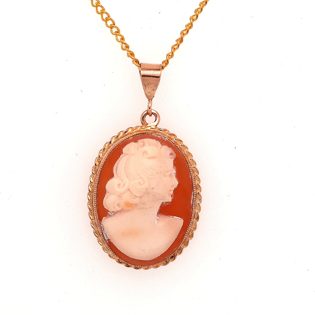 9ct Yellow Gold Cameo Portrait Pendant