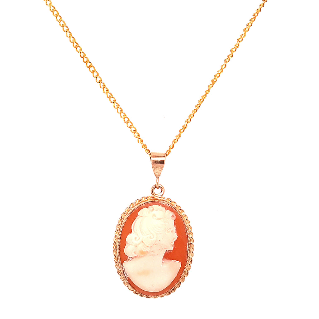 9ct Yellow Gold Cameo Portrait Pendant