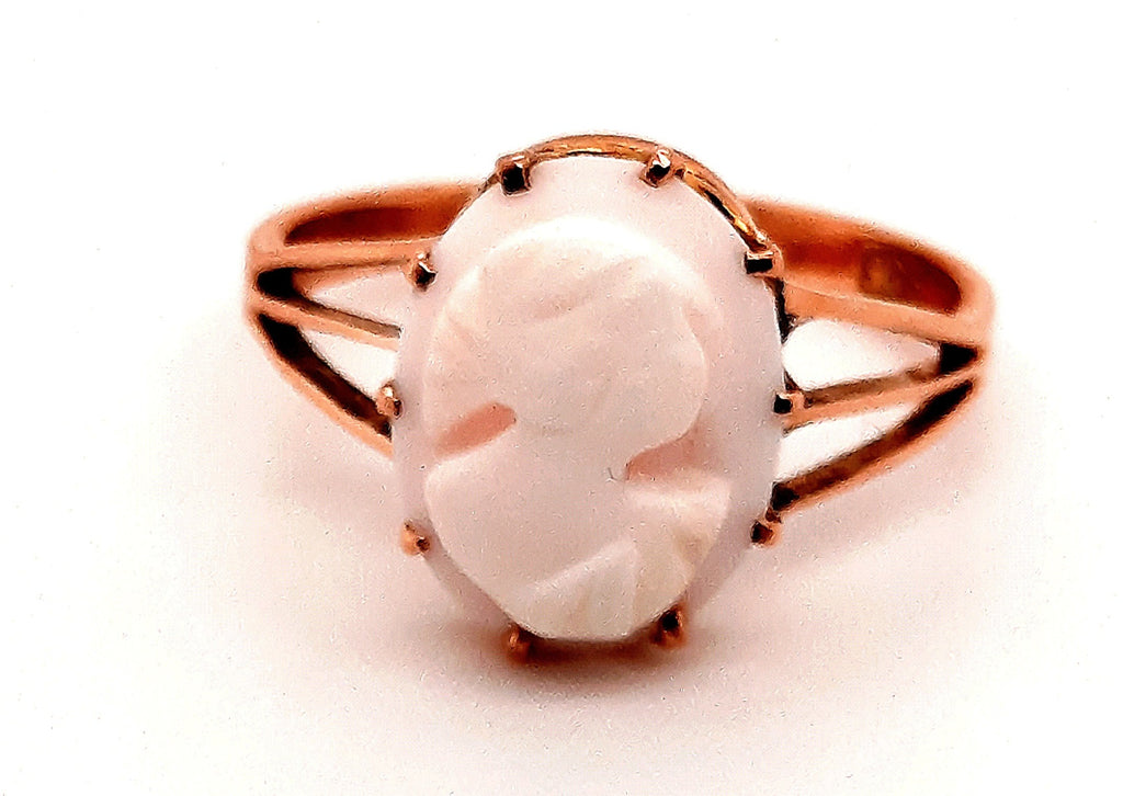 Antique 9ct Rose Gold Conch Shell Cameo Ring Circa 1900