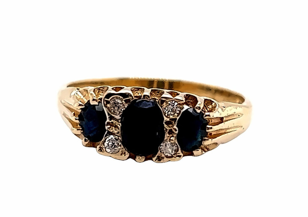 Sapphire & Diamond 9ct Yellow Gold Ring