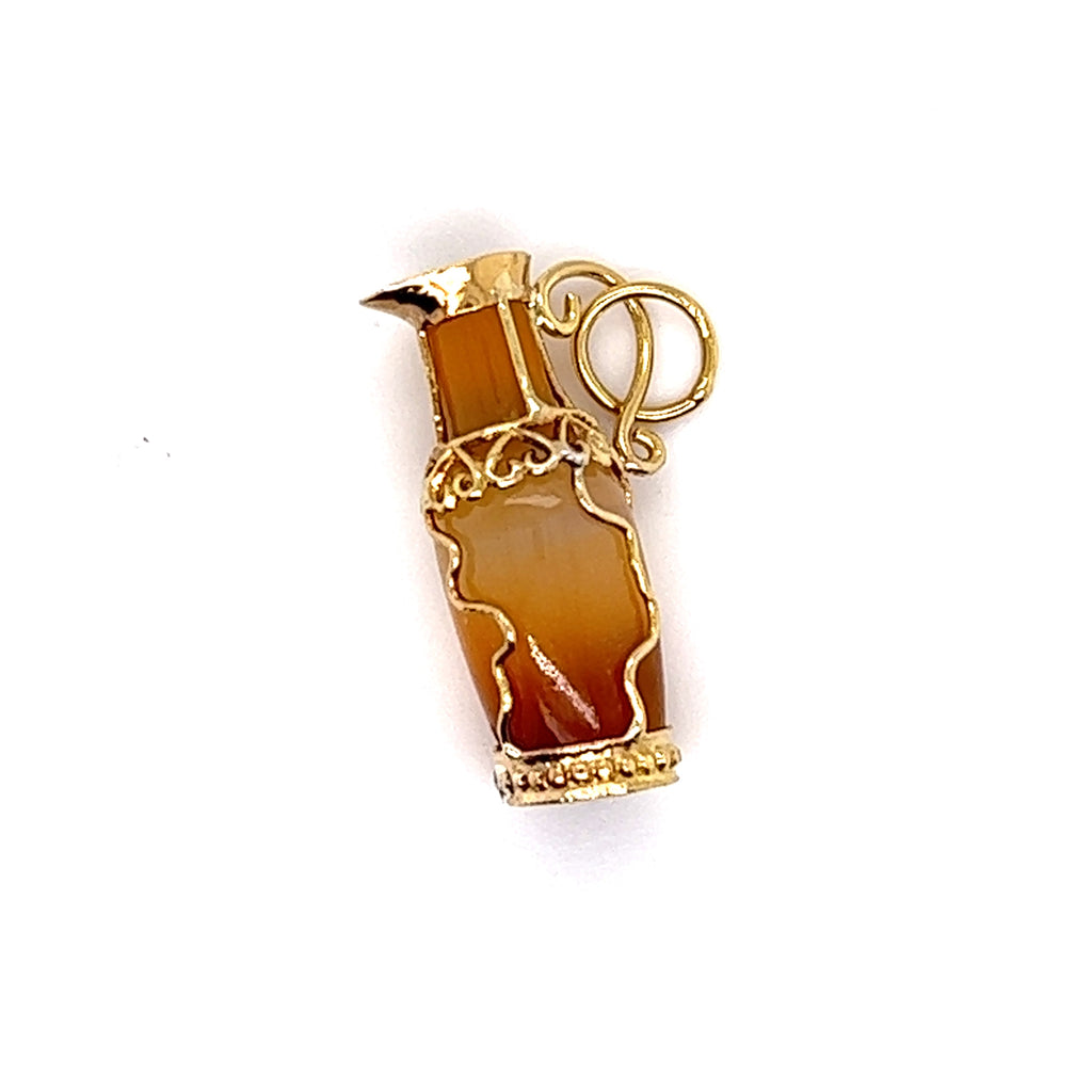 Agate and 9ct Yellow Gold Bottle Pendant/Charm