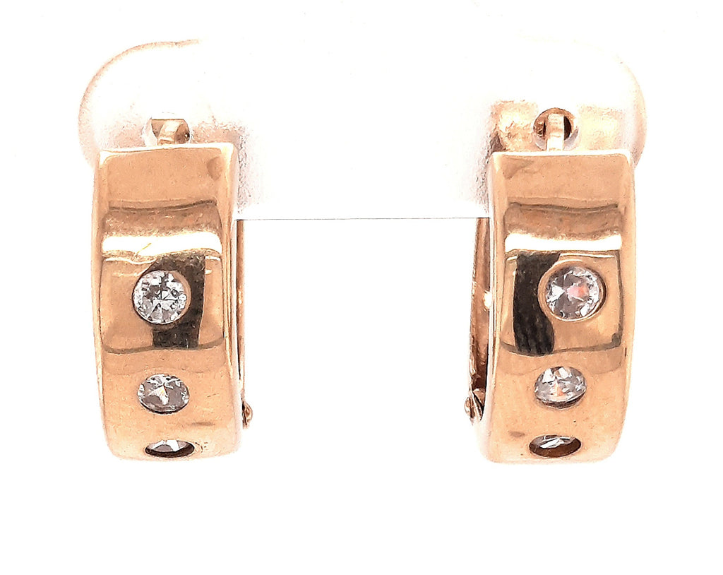 9ct Yellow Gold & Cubic Zirconia Huggies Earrings