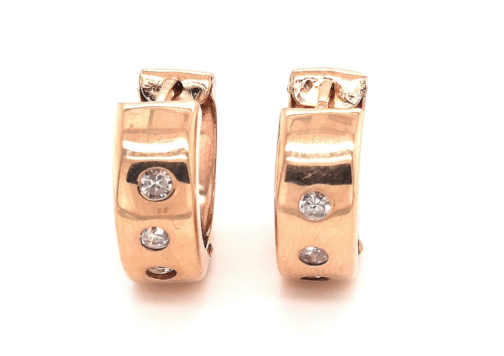 9ct Yellow Gold & Cubic Zirconia Huggies Earrings