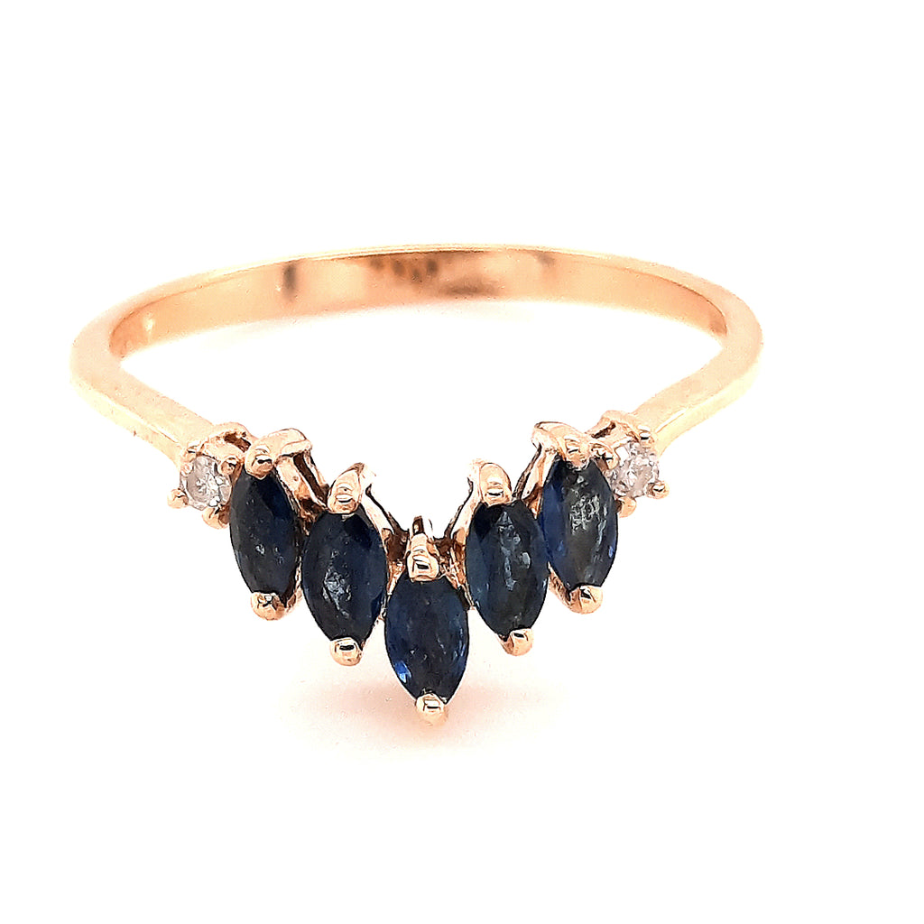 9ct Yellow Gold with Sapphire & Diamond Ring