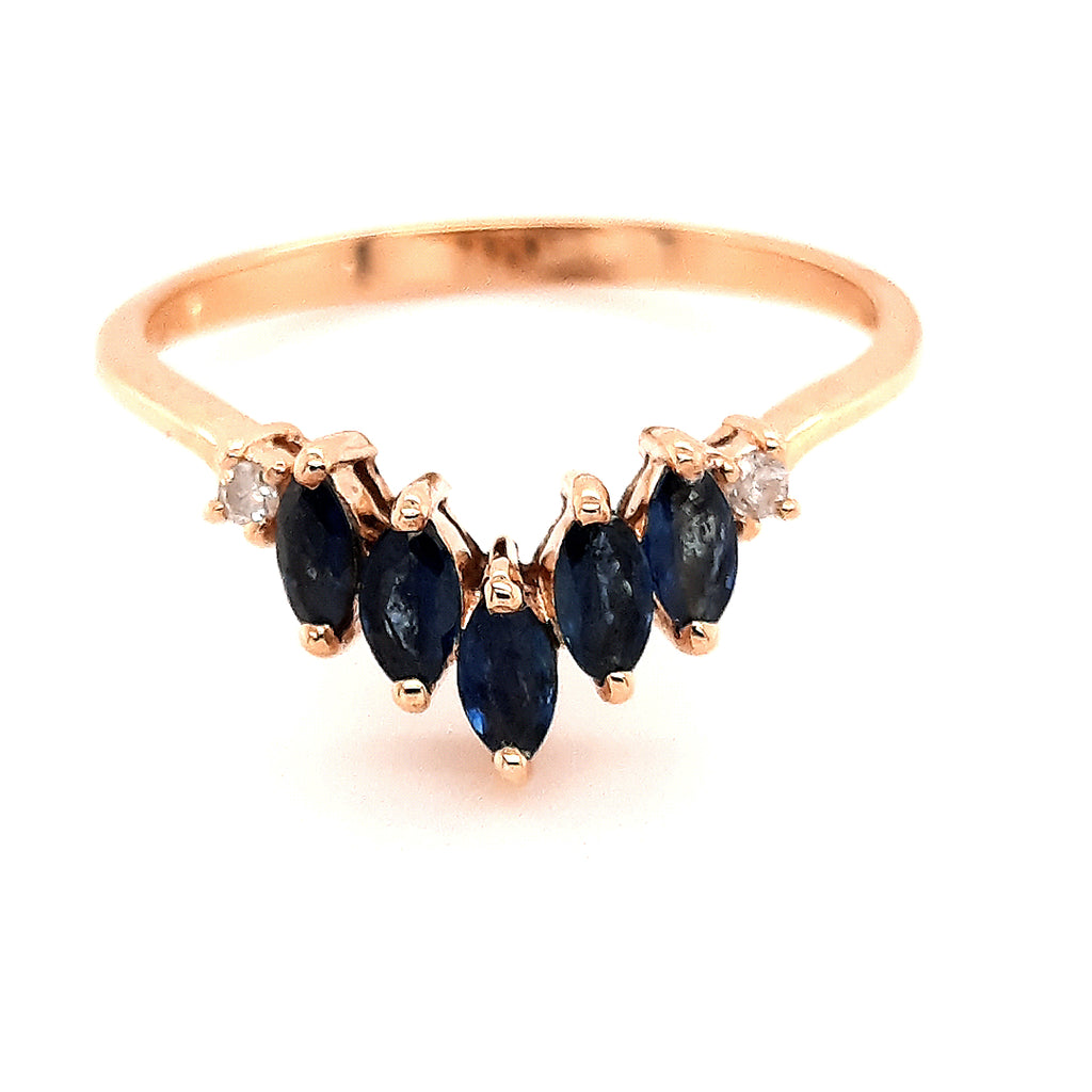 9ct Yellow Gold with Sapphire & Diamond Ring