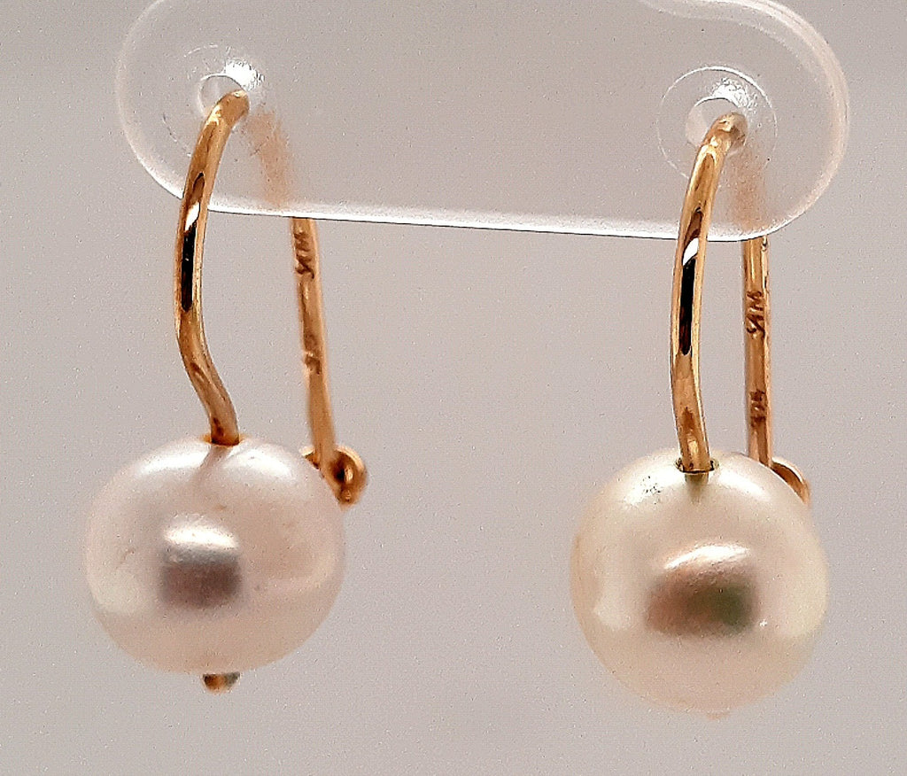 9ct Yellow Gold & Freshwater Pearl Drop/Dangle Earrings