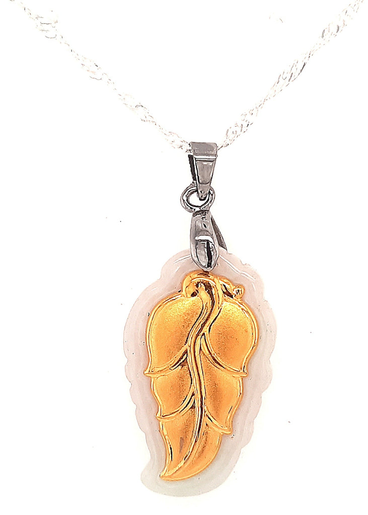 Jade & Gold Plated Leaf Pendant