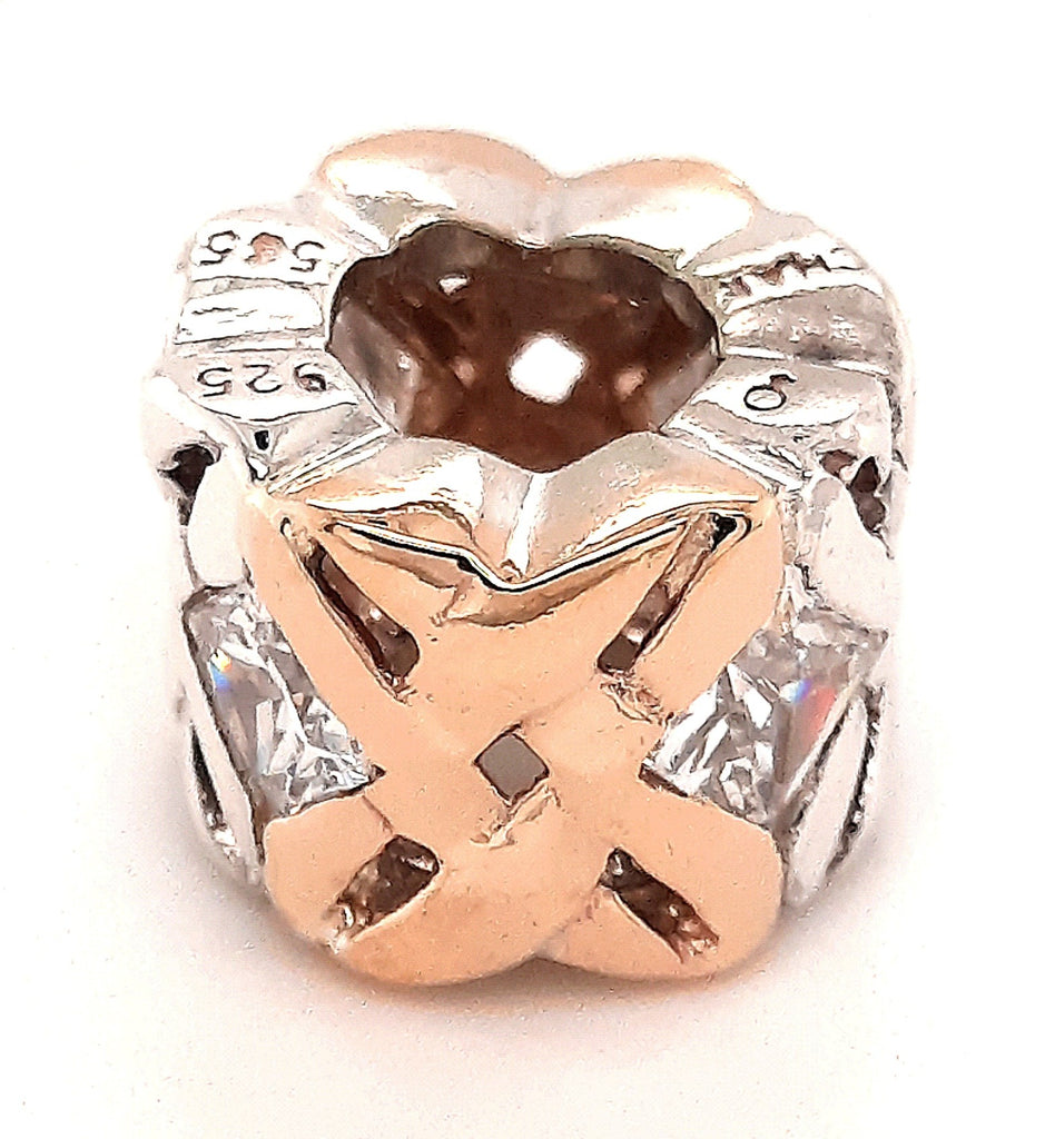 14ct Yellow Gold & 925 Sterling Silver Cubic Zirconia Slider Charm