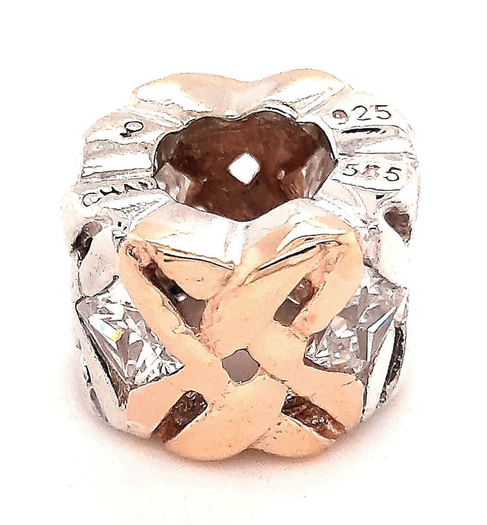 14ct Yellow Gold & 925 Sterling Silver Cubic Zirconia Slider Charm