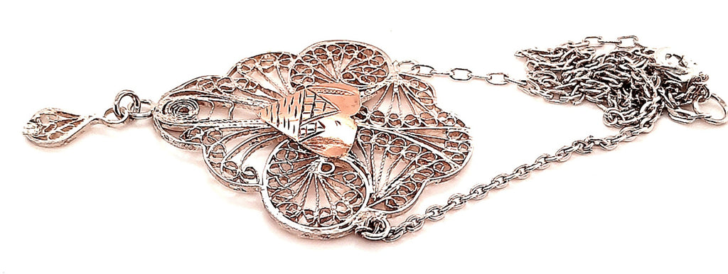 Silver & Rose Gold Necklace Indian  Jewellery
