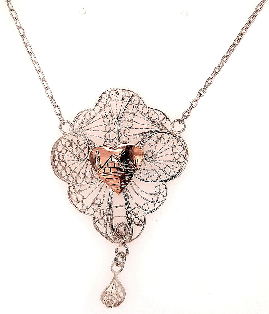 Silver & Rose Gold Necklace Indian  Jewellery