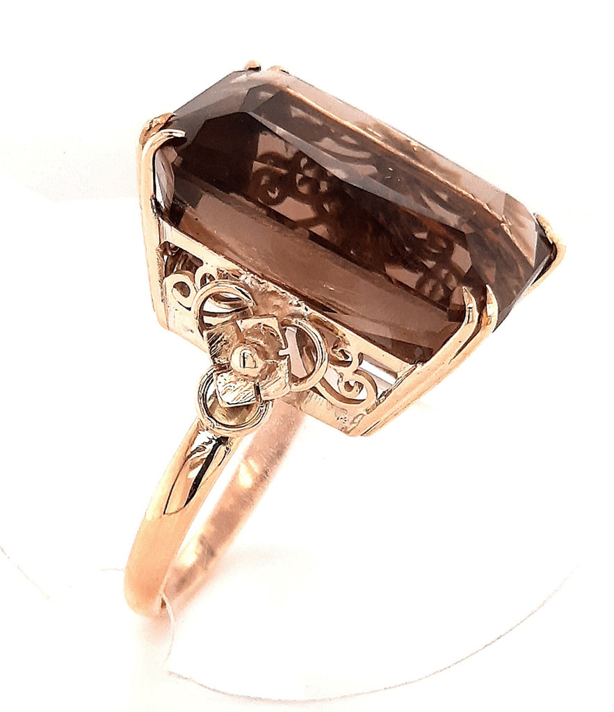 Smokey Quartz & Gold Plated Dress Ring