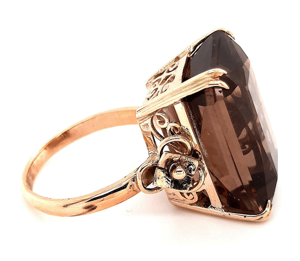 Smokey Quartz & Gold Plated Dress Ring