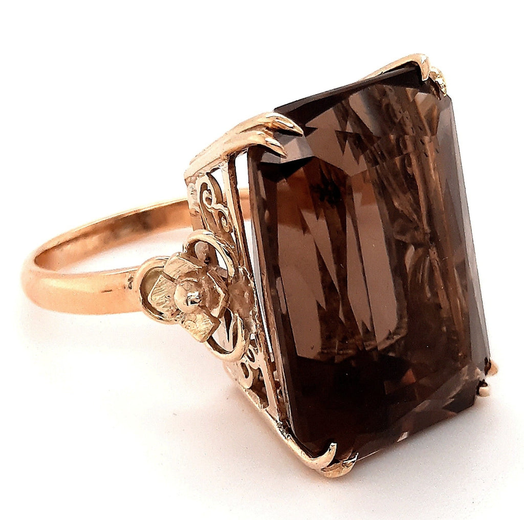 Smokey Quartz & Gold Plated Dress Ring