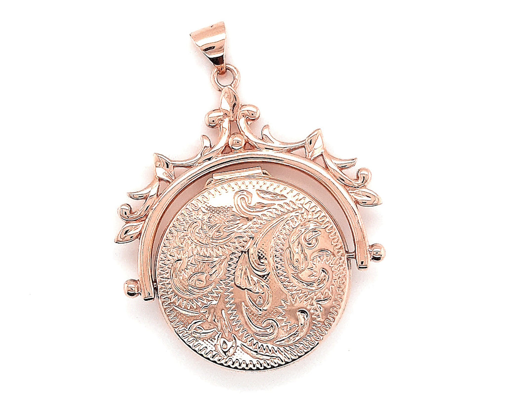 9ct Rose Gold Photo Locket Spinner Pendant 