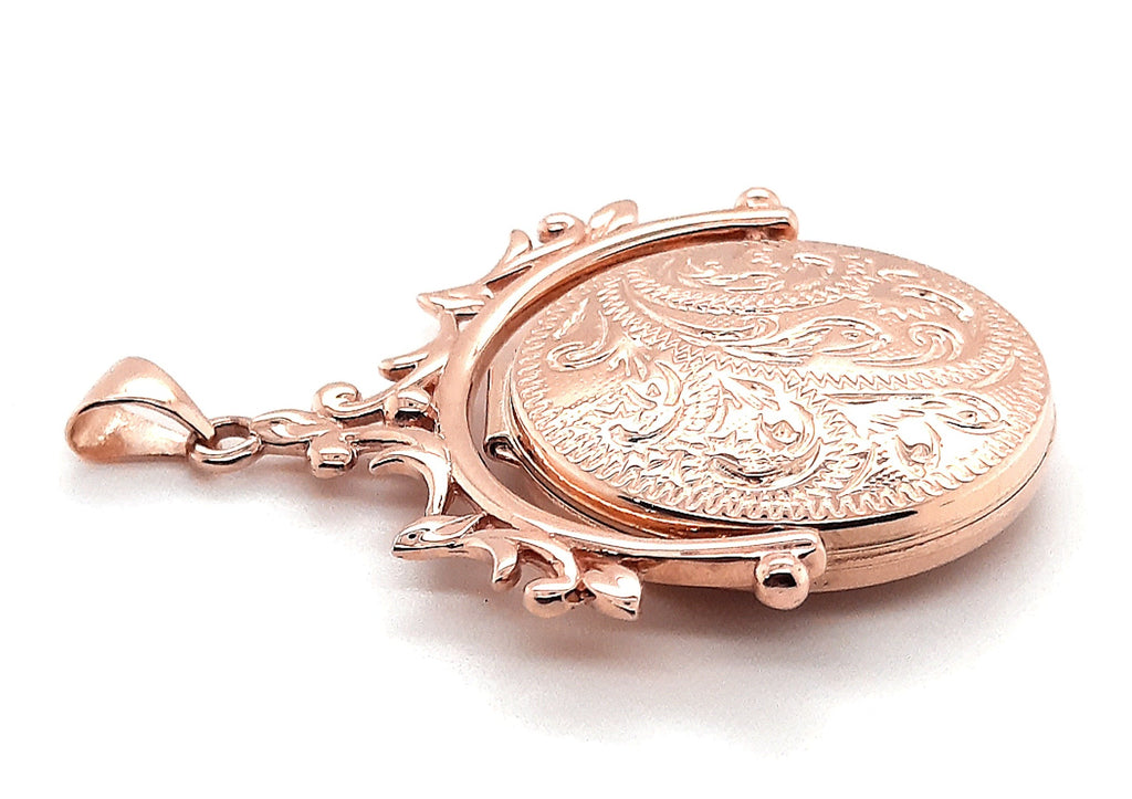 9ct Rose Gold Photo Locket Spinner Pendant 