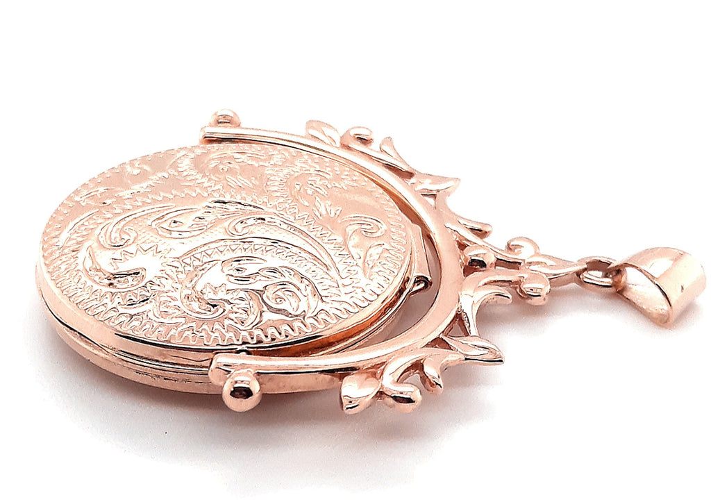 9ct Rose Gold Photo Locket Spinner Pendant 