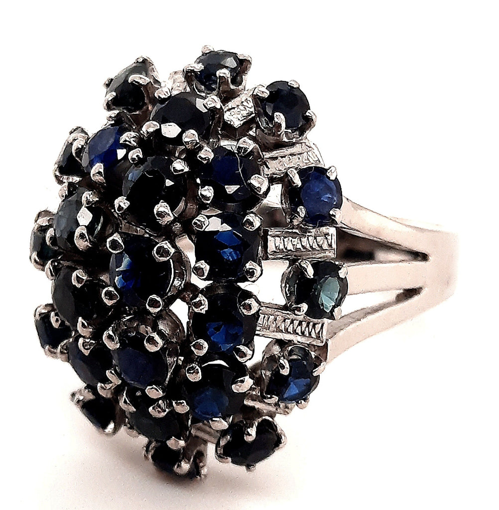 Natural Sapphire & Sterling Silver Dress Ring