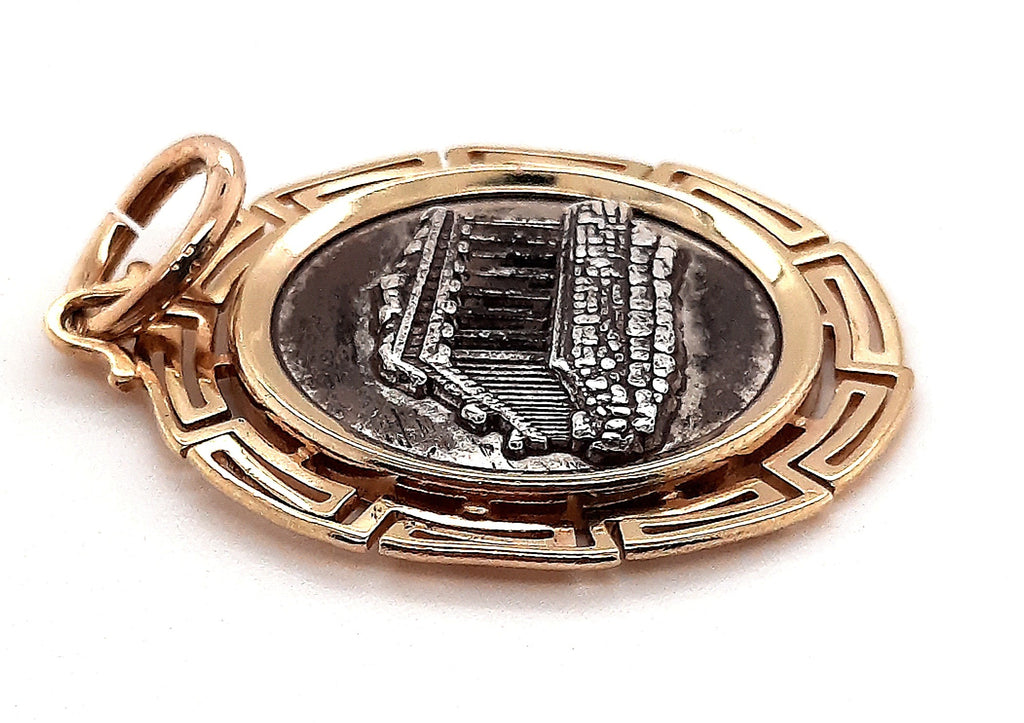 18ct Yellow Gold & Sterling Silver Parthenon Pendant 