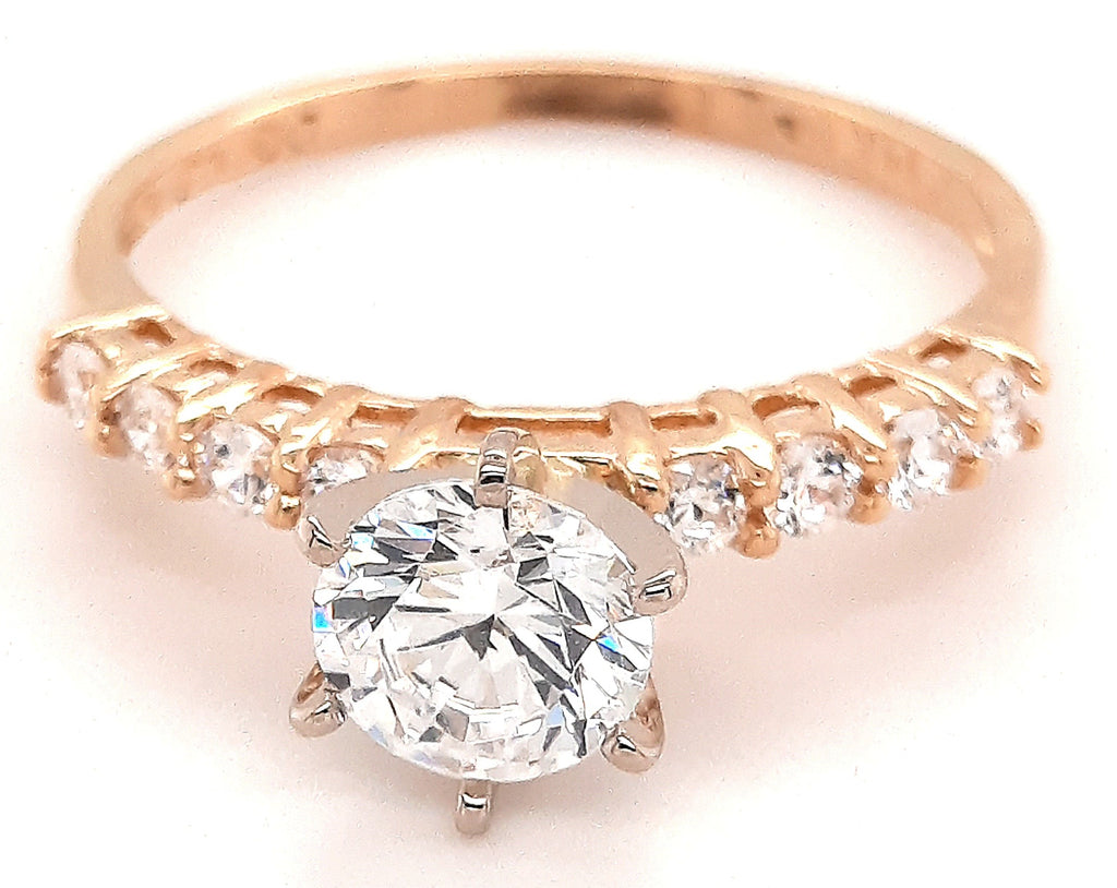 14ct Yellow Gold & Cubic Zirconia CZ Engagement Ring