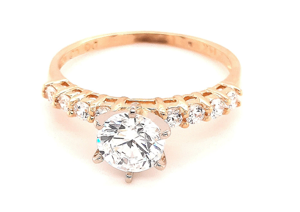 14ct Yellow Gold & Cubic Zirconia CZ Engagement Ring