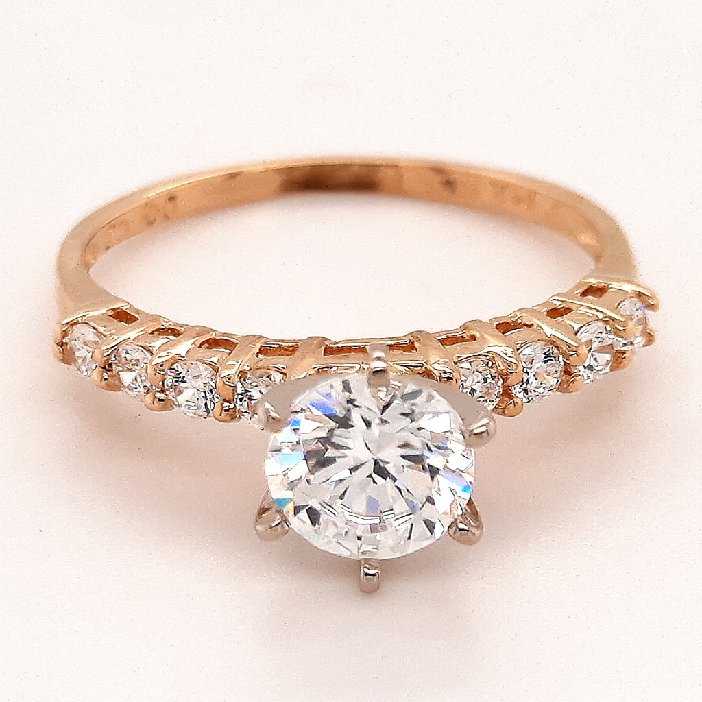 14ct Yellow Gold & Cubic Zirconia CZ Engagement Ring