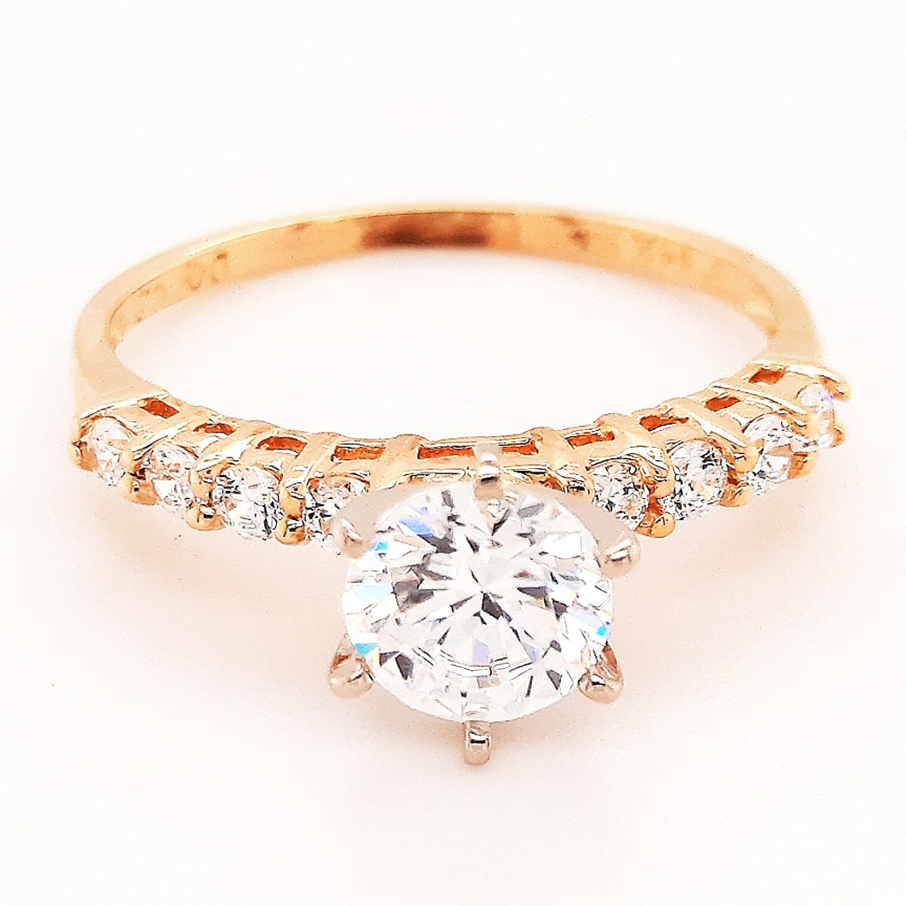 14ct Yellow Gold & Cubic Zirconia CZ Engagement Ring