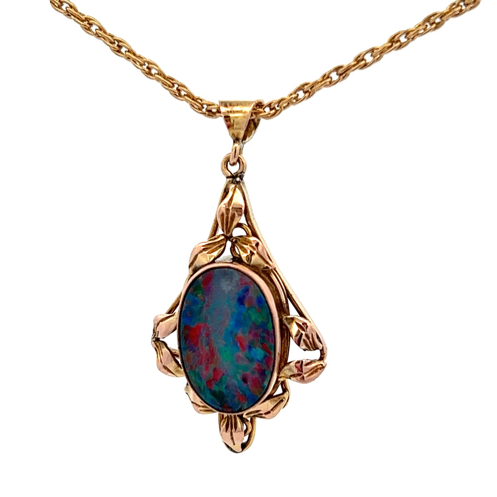 Opal Doublet & Yellow Gold Pendant