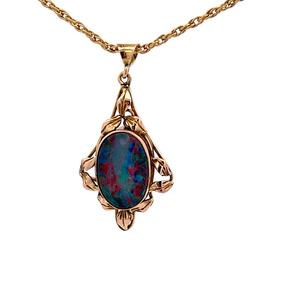 Opal Doublet & Yellow Gold Pendant