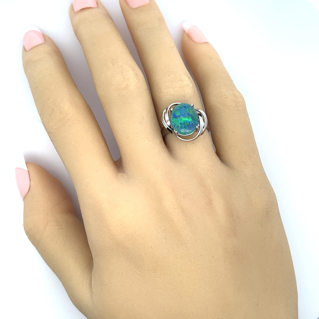 Opal Triplet & White Gold Cocktail Ring
