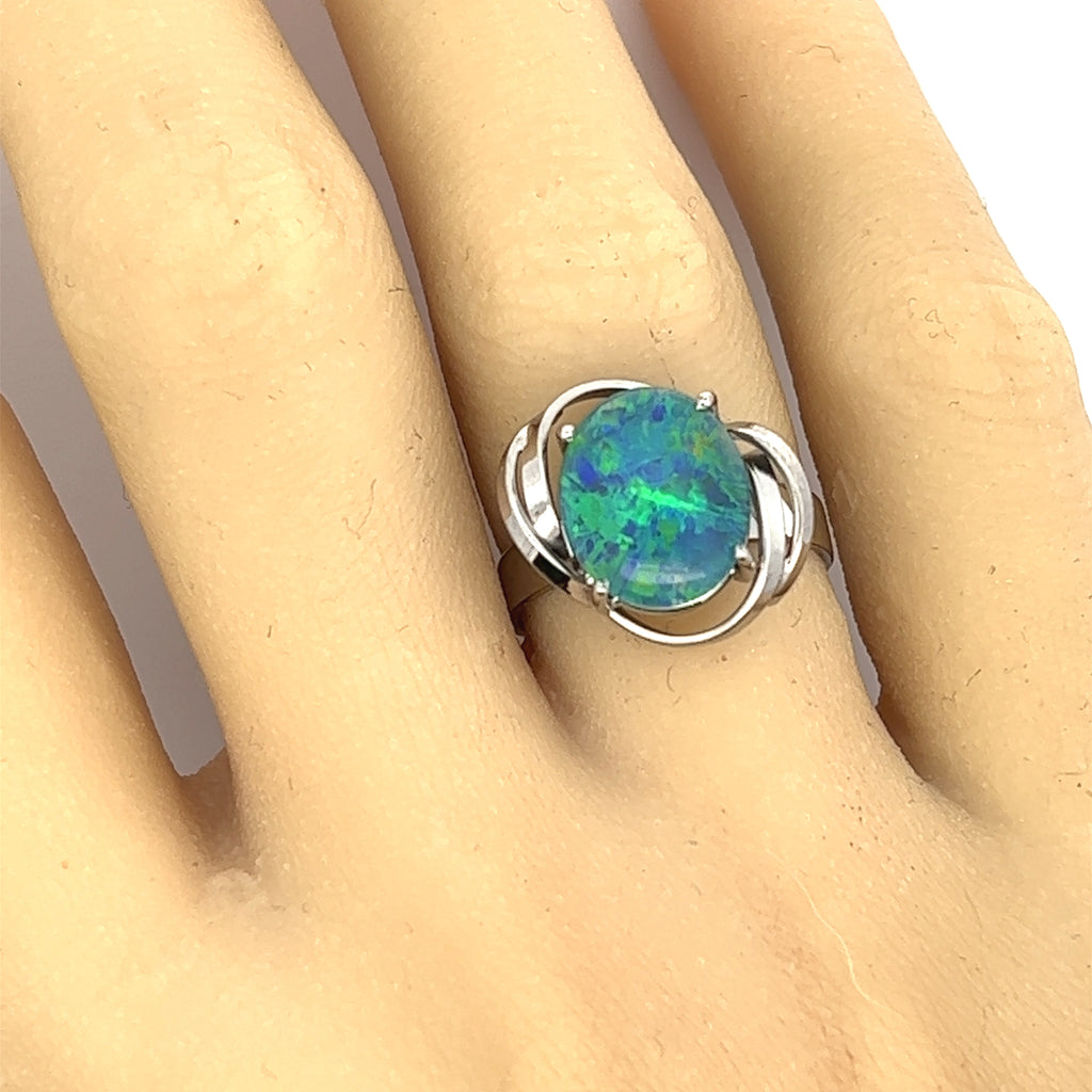 Opal Triplet & White Gold Cocktail Ring