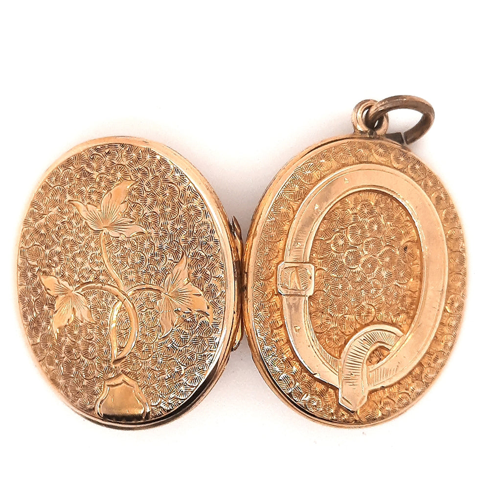 Yellow Gold Opening Locket with Engraved Front & Back