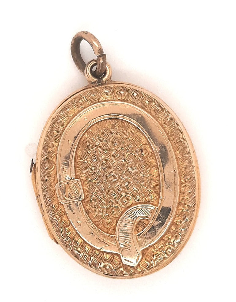 Yellow Gold Opening Locket with Engraved Front & Back