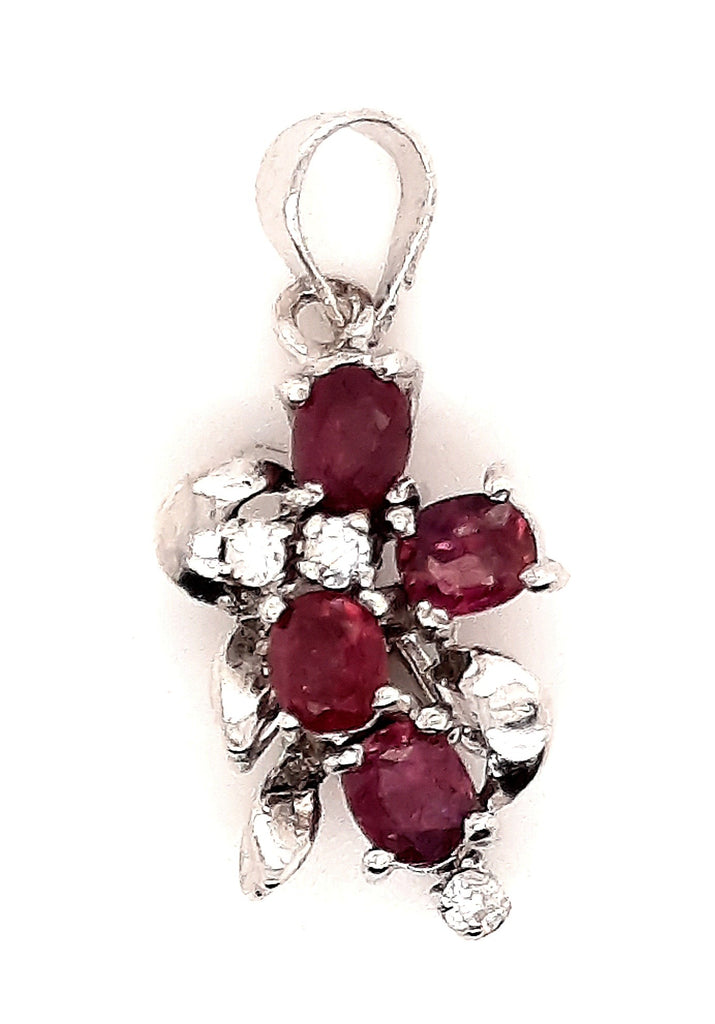 Ruby & Cubic Zirconia 925 Sterling Silver Pendant