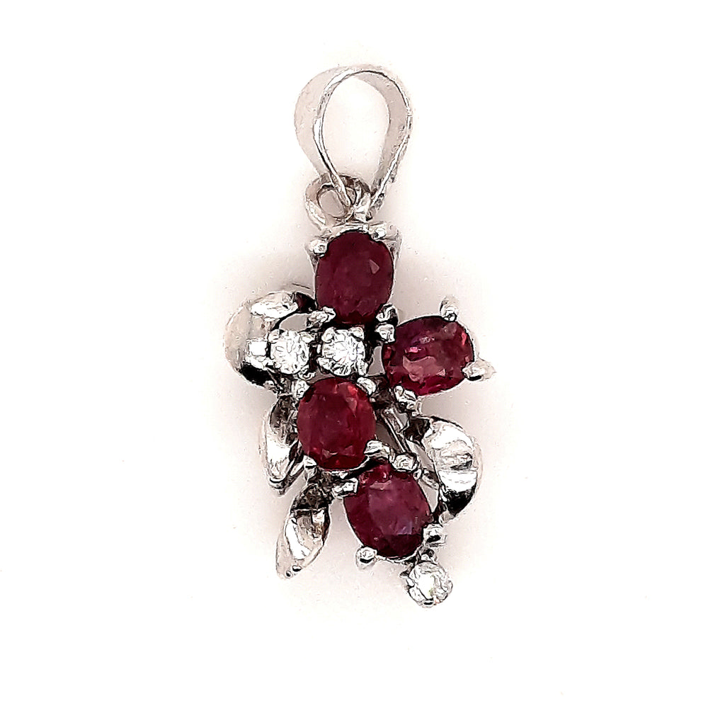 Ruby & Cubic Zirconia 925 Sterling Silver Pendant