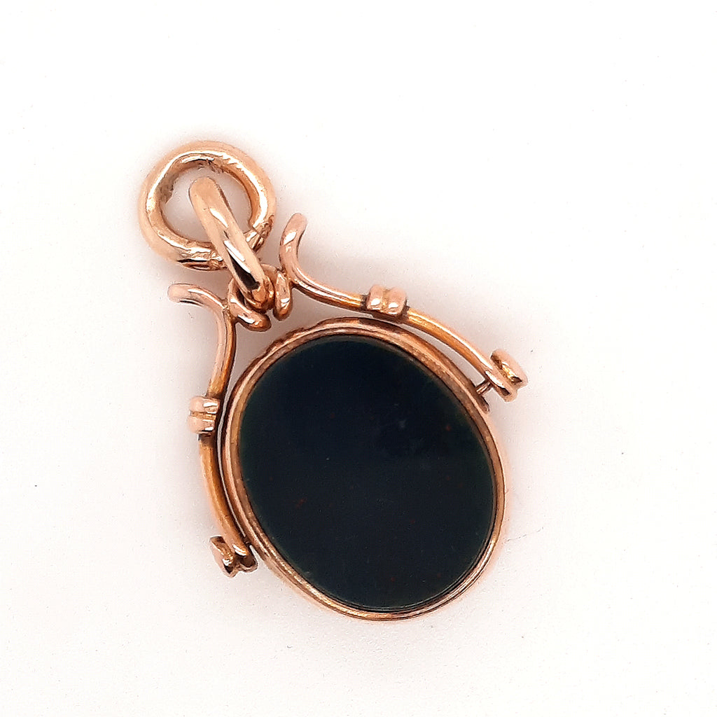 Antique Yellow Gold Bloodstone & Carnelian Spinner Pendant c1905