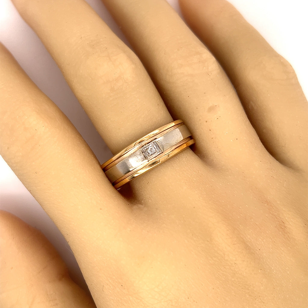 Diamond Yellow & White Gold Wedding Ring