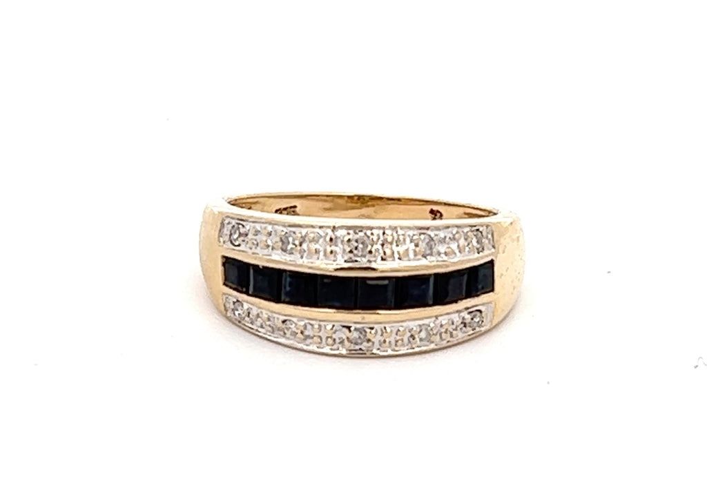 Sapphire & Diamond Yellow Gold Ring