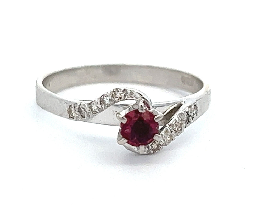 Ruby & Diamond 18ct White Gold Ring